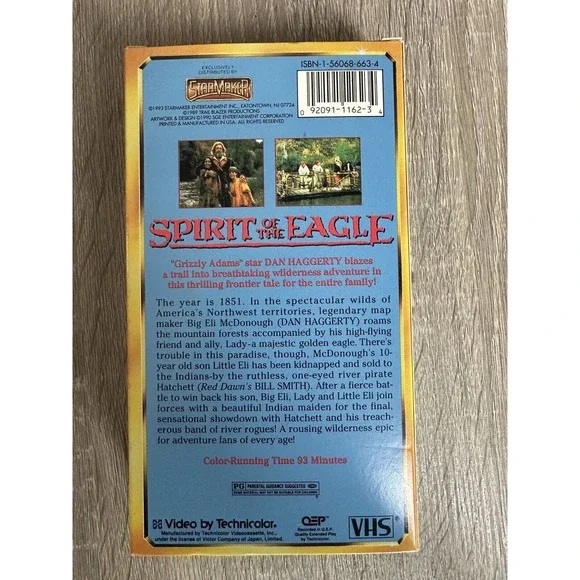 Spirit of the Eagles RARE StarMaker release (1993) VHS Dan Haggerty outdoors - Picture 2 of 2